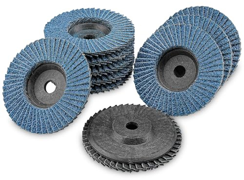 NuoDunco - Discos abrasivos de láminas (10 unidades, 75 mm x 10 mm, grano 60, para metal, acero y madera, cubiertos con discos de laminilla, discos abrasivos (azul)