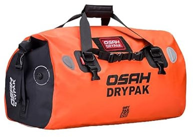 Greanthour Motorrad Trockentasche wasserdichte Motorrad Duffle Gepäck Hecktasche Satteltaschen mit Roll Top Verschluss Große Stauraum, für Motorrad Rücksitz (Orange, 60L)