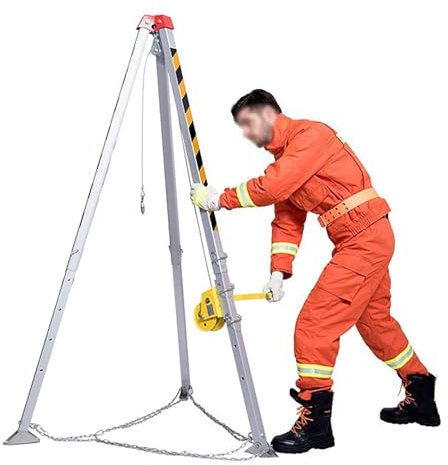 XBDLYQBD Foldable rescue safety tripod, Scaffold Portable Aluminum Enclosed space tripod kit, Tunnels Pipelines Wellhead Multifunction Emergency Rescue Tripod with 20m Cable winch
