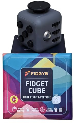 FIDGYB Cube Fidget Stress Relief Toy for Adults & Kids, Smooth, Quiet Sensory Toy for Anxiety, Focus & ADHD Idea[DGB]
