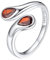 Bestyle Silberring Damen 925 Silber Offen Verstellbare Ring Roter Stein Einfacher Ring Teardrop Chunky Rings Silver Frauen Stressring mit Geburtsstein Rubin