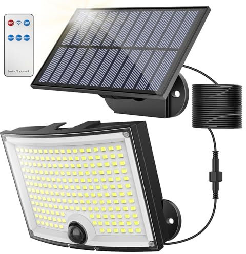 KagoLing Solar Lights Outdoor 202 LED Motion Sensor Lights IP65 Waterproof 120 Degree Beam Angle Solar Garden Lights 2 Pack with 5M Cable - 1 Pack