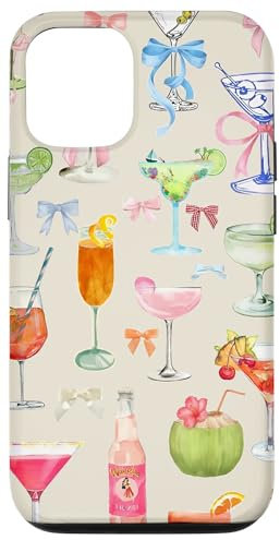 Ästhetischer italienischer europäischer Sommer Preppy Bow Cocktail Hülle für iPhone 12/12 Pro