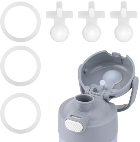 Tinoaly 3 Bouchons Remplacement Étanches avec 3 Joints Toriques pour Thermos Funtainer 16 Oz Bouteille Isotherme Acier Inoxydable, Silicone Durable Set de Joint & Bouchons (Transparent)