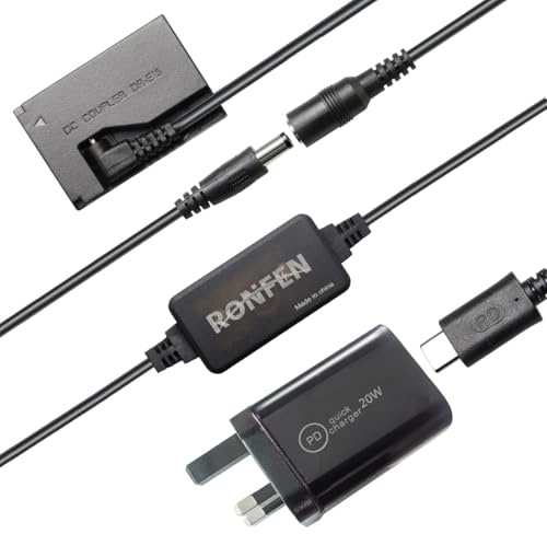 RONFEN DR-E15 DC Coupler ACK-E15 AC Power Adapter LP-E12 Dummy Battery USB-C Cable PD Adapter Kit for Canon EOS Rebel SL1, 100D DSLR, Kiss X7, PowerShot SX70 HS Cameras