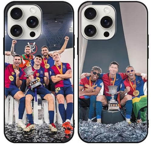 Yimctoie 2 Stück Soccer Fußball Star Schutzhülle für iPhone 13 iPhone 14 Hülle 6,1,Cartoon Football Club Fußball-Athleten Muster Design TPU Silikon Stoßfest Handyhülle Junge Case,Black