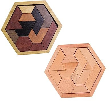YARNOW 2Sätze Holzpuzzle Hexagon Für Teiliges Aus Klassischem Und Natürlichem Holz Fördert Und Formerkennung Pädagogisches Tangram Puzzle Für Kreative Spielstunden