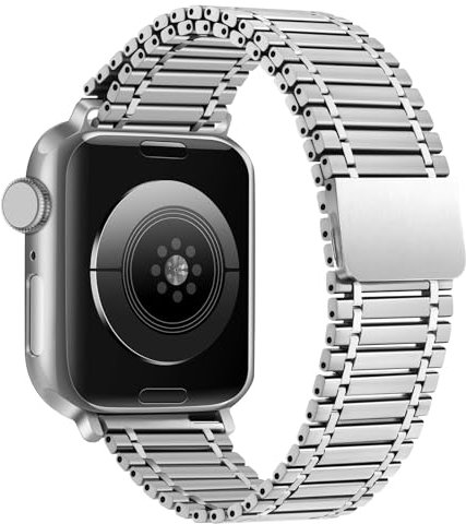 ANZOAT Pulsera para Apple Watch Band 44mm 45 49 40 41 38 42mm correa de acero inoxidable para iWatch Series 10 9 8 SE 7 6 5 4 3(Silver,38/40/41mm)