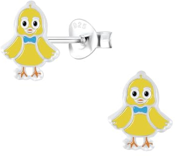 Monkimau Mädchen Ohrringe Chick | Ohrstecker aus 925 Sterling Silber | Kinderohrringe hypoallergen