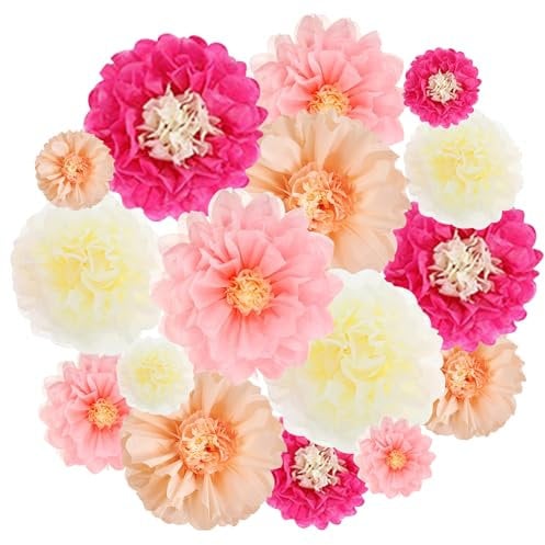BSITSSS 16 Piezas Flores de Papel, Multicolor Flores Papel, Flore Grandes Depapel para Cumpleaños, Graduaciones, Baby Showers, Bodas y Carnaval