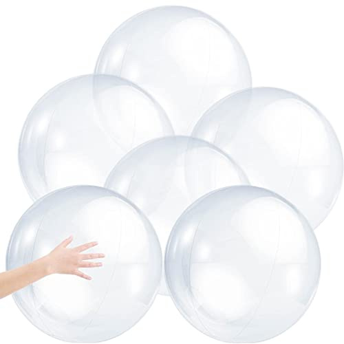 6 pièces ballon transparent gonflable 16 pouces ballon de plage en PVC d'eau brillant fête de plage sur piscine claire ...
