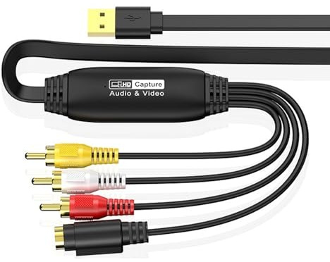 YUEHISY VHS-zu-Digital-Konverter mit USB-C und 1080P-Videoaufnahme, USB2.0-Videoaufnahmegerät, Konvertiert VCR Hi8 DVD in Digital