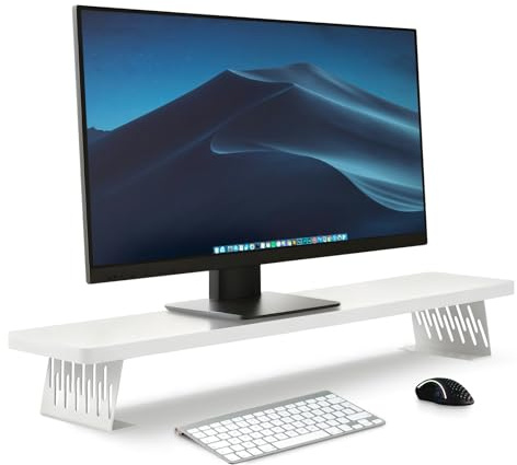 Lumibric Monitorständer Holz 80cm mit Metallfüße, Braun, für Laptop PC TV | Ergonomischer PC Bildschirm Ständer, Für 2 Monitore, Bis 25kg, Rutschfeste Füße, Bildschirm Computer Drucker Büro Zuhause