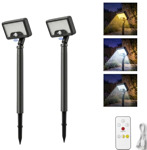 Yatosally Solarlampen für Außen Garten: IP65 Wasserdicht Solarleuchten Garten mit Bewegungsmelder USB