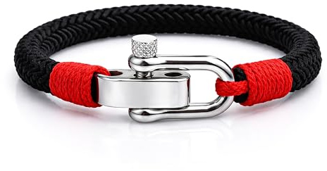 Uniqal | Segeltau Armband Herren & Damen | Maritimes Armband mit Edelstahlschäkel | Robust & Wasserfest, Geschenk für Sie & Ihn | Nautisch bracelet (SERENITY, 19 cm)