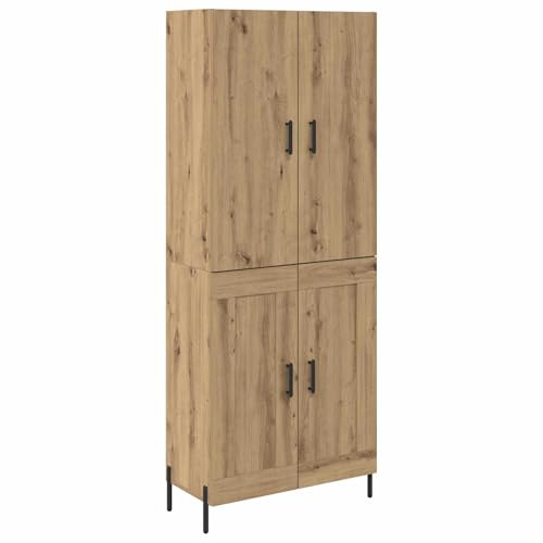 Mhdvray Highboard Artisan Eiche 69,5x34x180 cm Wandboard Holzwerkstoff Moderne Wohnwand mit 2 Türen für Wohnzimmer Flur Schlafzimmer