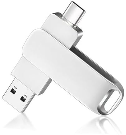 Clé USB C 128 Go Double Connectique USB A 3.2, Transfert Rapide pour Smartphone Android Tablette PC et Mac, Clé USB Métal Pivotante pour Stockage Externe et Sauvegarde Photos