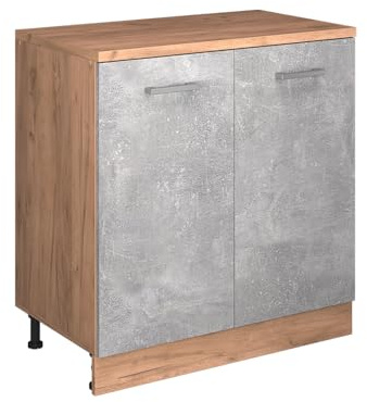 Vicco Erweiterungsschrank Rion, Beton/Goldkraft Eiche, 80 x 46 cm ohne Schräge mit 2 Türen, kombinierbar mit Rion Dachschrägenschränken und Schrankmodulen