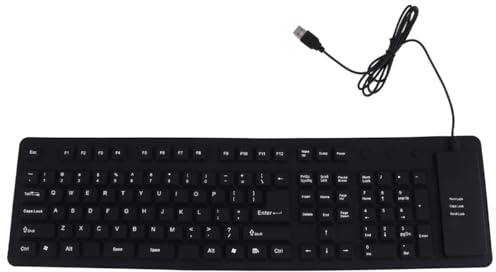 MUCKLILY Tastiera Compatta e Silenziosa in Silicone Nero Pieghevole USB 109 Tasti Facile da Trasportare Custodia Inclusa, per Computer Portatili