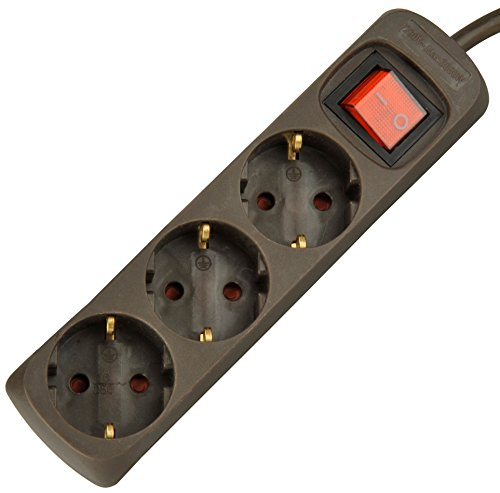 Unitec 445231 TSD KiSi 3 enchufes con Interruptor, 1,4 m, Color marrón
