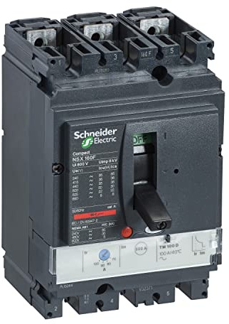 Schneider Electric LV430672 NSX160H TM-D Disjoncteur Compact, 3P Pôles, 3D, 690VAC, 50/60 Hz, 100 A