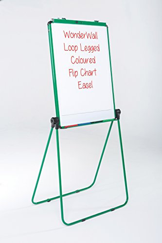 Wonderwall Double-Sided Height Adjustable Magnetic Flipchart Easel | Portable Freestanding Dry-Wipe Whiteboard – (Green Without Carry Bag) - for School, Office, Training, Events