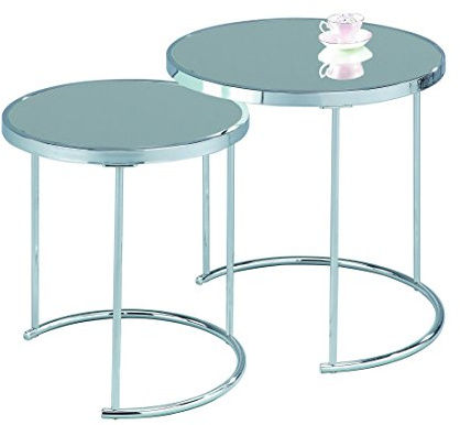 ASPECT Visio Set of 2 Round Nesting Table Top Frame, Mirror/Chrome, 50x50x50 cm, GNT09CH/MR