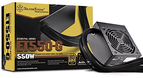 Silverstone tek SST-ET550-G - Fuente de alimentación con Cable Fijo Dorado de 550 W 80 Plus Gold con Cables Planos Negros y Curva de Ventilador silencioso
