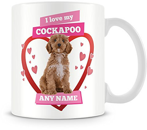 MUGGZ I Love My Cockapoo Dog Mug - Personalised Gift - Customise with Name - Pink