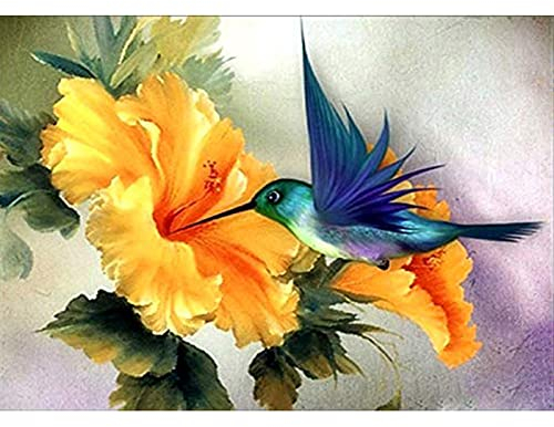 DIY 5D Diamant Gemälde Malen nach Zahlen Kit,Diamant Painting Bilder Vögel und Blumen Kristall Strass Stickerei Kreuzstich Ornamente Kunst Handwerk Leinwand Wanddeko 40 x 30 cm