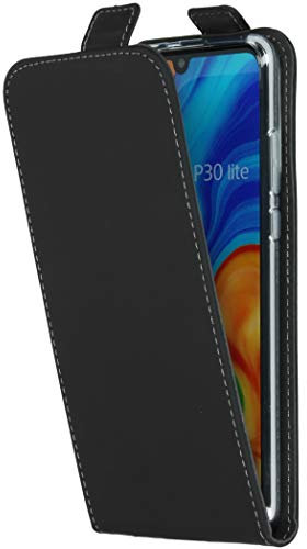 ACCEZZ Flipcase Hülle kompatibel mit Huawei P30 Lite– Flip Case Tasche – Handytasche zum Aufklappen in Schwarz [1 Kartenfach, Magnetverschluss, Premium Kunstleder]