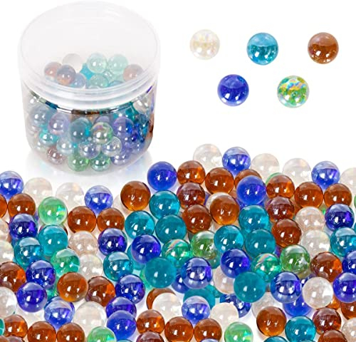 powerking Glasmurmeln, 100 Stück, Glasmurmeln, 1,4 cm, bunte Katzenaugen, Glasmurmeln für Kinder für Spielzeug/Spiel/Spiel/Pflanze/Heimdekoration, 5 Farben