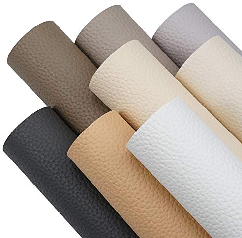 8 Stück 20,3 x 30,5 cm Litchi genarbte Textur Kunstleder Blätter inklusive 8 farbigen Lederbögen für Lederschleifen und Ohrringe, LiZhiWen-8 Stück A4Suse