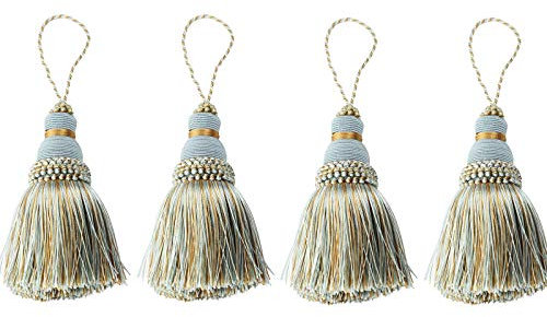 Fenghuangwu - Nappa colorata per fai da te, con cordino, accessori per tende e decorazioni di interni, 4 pezzi (mix blu)