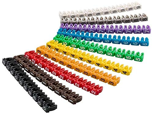 2.5mm Number 0-9 Cable Markers, 100pcs Plastic Digital Colorful Cable Marker Clip with Multiple Color