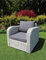 LEBENSwohnART Lounge Sessel VITA Eierschalenweiß rundes Polyrattan Armlehnsessel Gartenmöbel