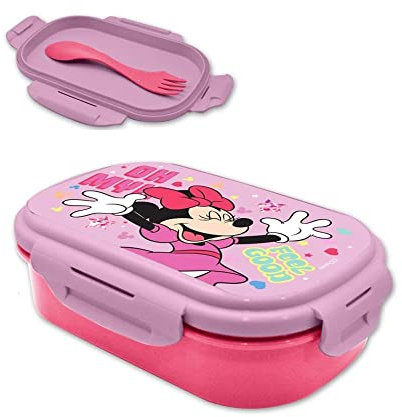 Brotdose mit Göffel - Minnie Maus, Widerverschließbare Brotdose mit Göffel (Löffel und Gabel in einem), KL85886, Kids Licensing