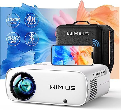 Proiettore 1080P Nativo Full HD Videoproiettore Wifi 5G Bluetooth Proiettore Portatile con Zoom Keystone WiMiUS Proiettori 4K Support per Smartphone/PC