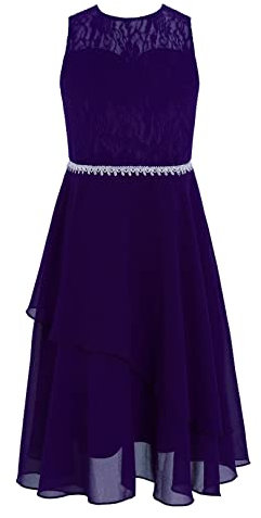 JEATHA Vestiti Eleganti da Bambina Vestito da Cerimonia Senza Manica Abito Estivo da Festa Compleanno Ragazze Abiti Damigella d'Onore Vestito da Matrimonio Sposa Nuziale Viola 12 Anni