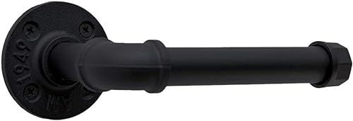 LINKPIPES Industrial Pipe Toilet Paper Holder Wall Mount Rustic Toilet Tissue Paper Holder DIY Heavy Duty Vintage Toilet Roll Holder for Bathroom Kitchen Bedroom(Black)