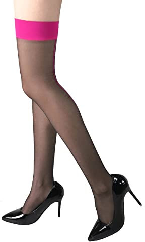 scicent Seamed Stockings Hold Up for Women - Hold-ups Stocking UK 6-16 Black Rose Line 5605