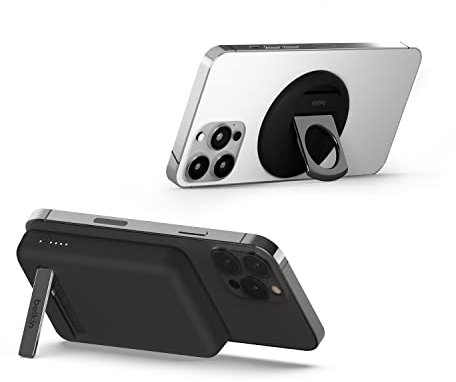 Belkin iPhone-Halter mit MagSafe für Mac-Notebooks + magnetische 5000-mAh-MagSafe Powerbank, externer Handy-Akku, handyhalterung und akkupack kompatibel mit iPhone 14/iPhone 13/iPhone 12 – Schwarz