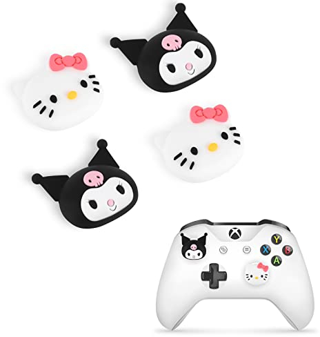 DLseego Anime Theme 4 Thumbstick Kappen Grip Set Caps für Xbox Series X PS5 PS4 Switch Pro Controller,Joystick Schutz Anhänge,Thumb-Stick Grip PS4 PS5 Zubehör,Miezekatze und Teufelshase