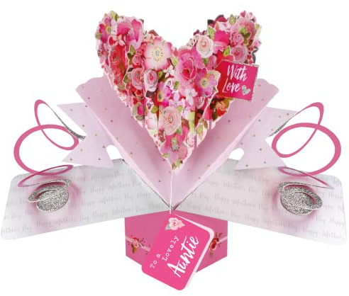 To A Lovely Auntie Floral Heart Pop Up Mother's Day Card 3D Greeting Cards POP020M23