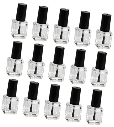 FRCOLOR 15pcs Glass Nail Polish Bottle Brush Empty Nail Container for Diy Craft for Art Polish and Storage Organiser