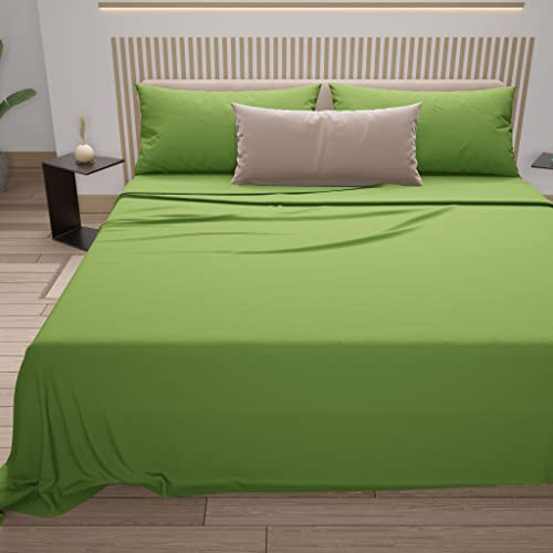 PETTI Artigiani Italiani - Bettwäsche aus Baumwolle, französisches Bett, französisches Bett, Grün, 100% Made in Italy