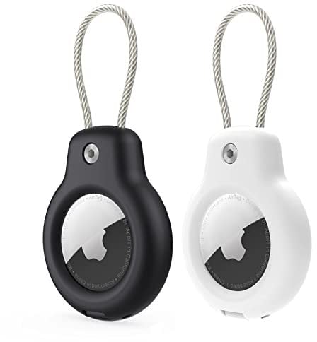 SPGUARD Compatible with Apple AirTag Secure Holder With Wire Cable,Air Tag Lock Case Keychain Key Ring Key Chain Luggage tag For Keys, Luggage & More