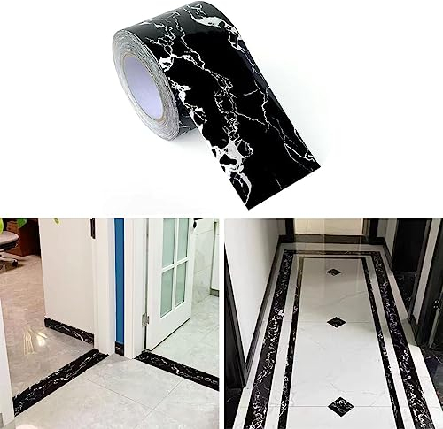 Lcxecnw Papel de mármol negro, papel pintado autoadhesivo de mármol, borde, papel de contacto, para salón, cocina, dormitorio, aseos