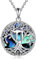 YFN Baum des Lebens Halskette Sterling Silber Jüdisch Hebräisch Chai Anhänger Kette Abalone Schale Keltischer Schmuck Geschenke für Damen Herren
