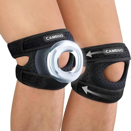 CAMBIVO Ginocchiera Rotulea Doppia Regolabile x2 con Foro e Rondella, Fascia Ginocchio Ortopedica Traspirante, Tutore Ginocchio Sportiva Ginocchiere per Rotula Menisco Lesionato, Dolore Artritico